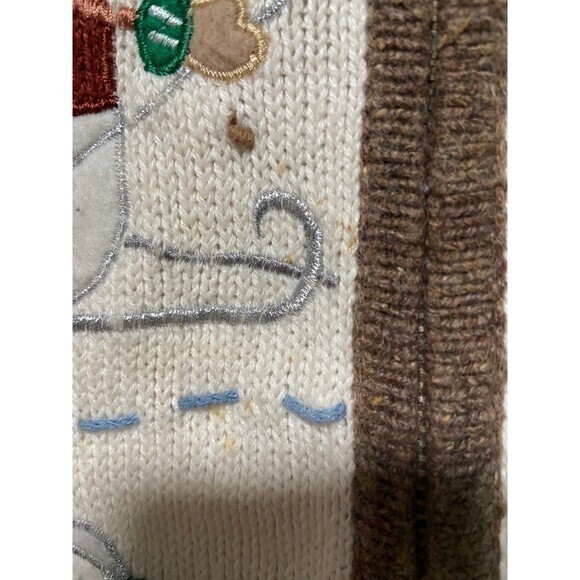 Vintage Designers Studio Women's Cream and Brown Snowman Holiday Sweater Vest XL - Picture 3 of 9